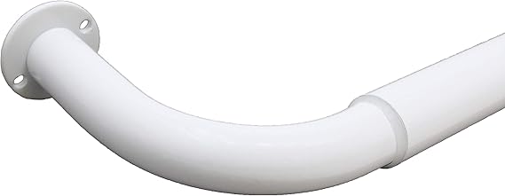 Energy Saving Wrap Around Black Out Return Adjustable Window Curtain Metal Rod Set, Glossy White