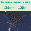 Patio Umbrellas Table Market Umbrella with 6 Ribs,Tilt Button and Crank System Outdoor Umbrella, Navy