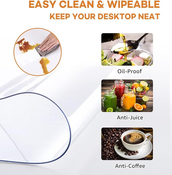 Clear Plastic Desk Pad Dining Table Protector Tablecloth Mat Office Desk Blotter