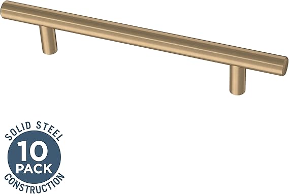 Solid Bar (10-Pack) Cabinet Handles Modern Pulls | Champagne Bronze