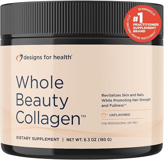 Whole Beauty Collagen - Collagen Peptides, Silica & Biotin Powder to Support Hair Skin and Nails - Support Hair Strength & Fullness (30 Servings)