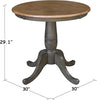 Hickory/Washed Coal Round Traditional Dining Table, Wood with Washed Coal Wood Pedestal Base