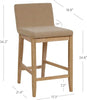 Gracie Modern Counter Height Bar Stool with Back, Upholstered Chair with PU Leather and Brushed Wooden Legs, Light Brown, Set of 2