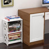 3-Tiers Side Table, Narrow End Table with Storage Shelf, White