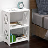 3-Tiers Side Table, Narrow End Table with Storage Shelf, White