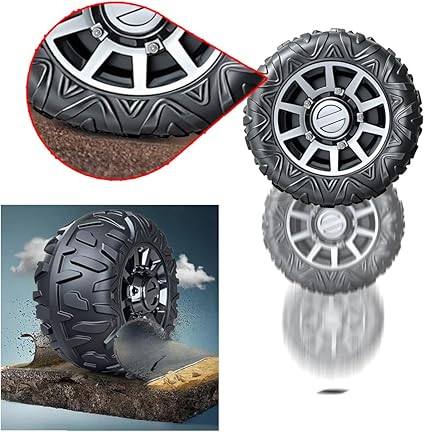 4-Pack PU Solid Rubber Tire for Power Wheels Ride on Car ﻿Alligator Tires Wheels Upgrade, 13in Wheels 1.2CM/0.47in Aperture Front/Rear Wheel for Car/SUV/UTV/ATV/Motorcycle Replacement Parts