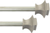 2 Pack Silver Curtain Rods for Window Nickel Drapery Pole with Square Finial Modern Adjustable Heavy Duty