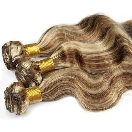 Hair Bundles Highlight Body Wave Human Hair Bundles Blonde Bundles Human Hair 3 Bundles Two Tone Chocolate Brown Mixed With 613 Bundles