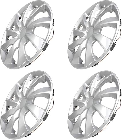 4 Pack Car Wheel Rim Skin Cover Hub Caps Hubcap Wheel Cover Silver