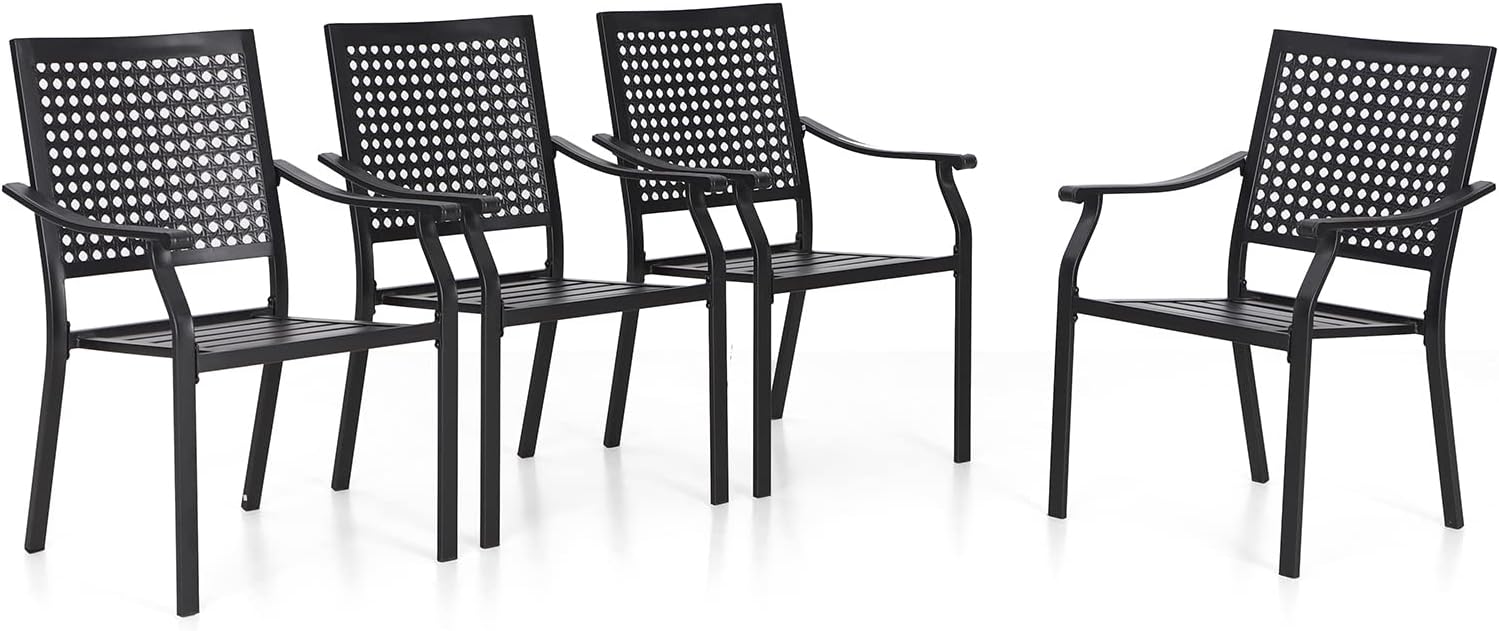 Stackable Metal Outdoor Dining Chair, Set of 2