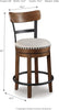 Valebeck Rustic Farmhouse  Counter Height Swivel Bar Stool, Brown