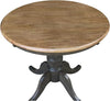 Hickory/Washed Coal Round Traditional Dining Table, Wood with Washed Coal Wood Pedestal Base