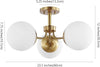 3-Light Bohemian Farmhouse Iron/Frosted Glass LED Semi Flush Mount Modern Contemporary Brass Gold