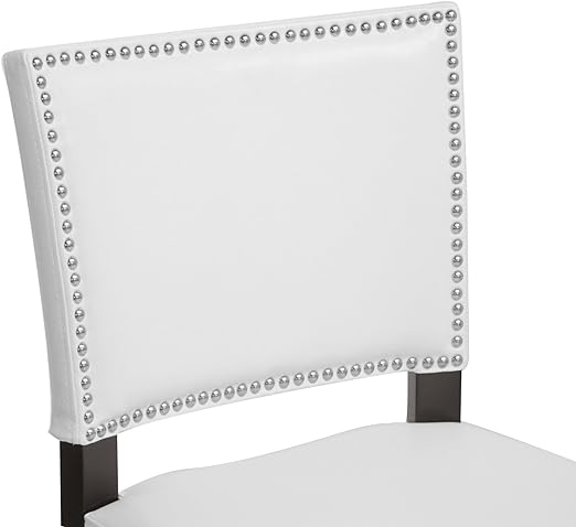 Aries White Modern Bar Stool with Nail Head Trim