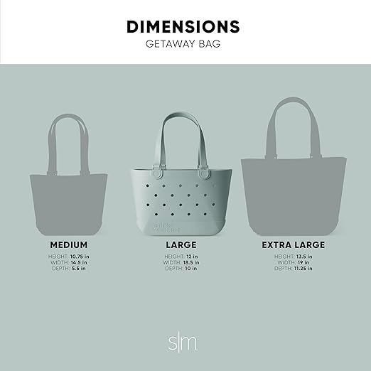 Beach Bag Rubber Tote | Waterproof Large with Zipper Pocket, Pool Boat, Groceries, Sports | Getaway Bag Collection | Sea Glass Sage