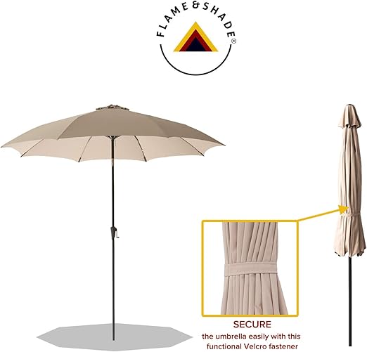 Outdoor Market Patio Table Umbrella with Fiberglass Rib Tips and Tilt, Beige