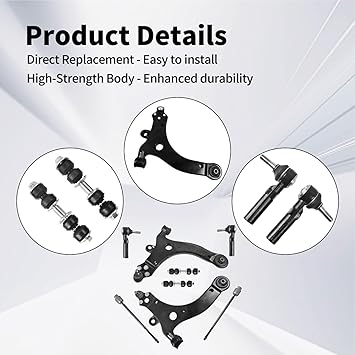 Front Lower Control Arm Fit for Buick Century Regal 1997-2005 Chevrolet Impala 2006-2016 Oldsmobile Intrigue 1998-2002 Pontiac Grand 2005-2008 K80538 K80539 K5342-8 Set Suspension Kit