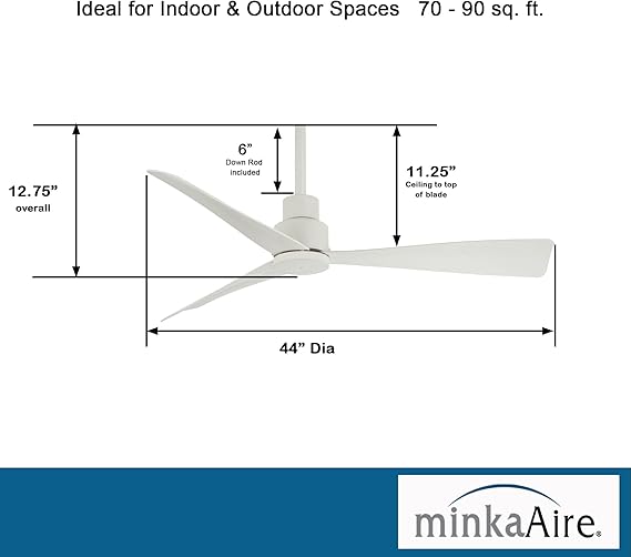 3 Blade Indoor / Outdoor Energy Star Ceiling Fan with Remote Included