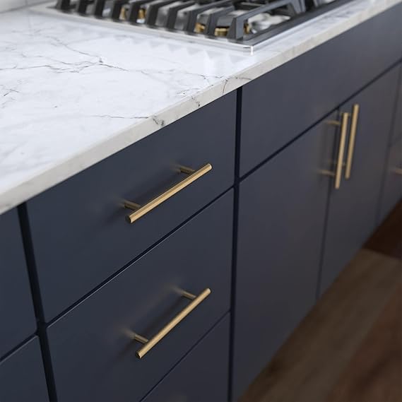 Solid Bar (10-Pack) Cabinet Handles Modern Pulls | Champagne Bronze