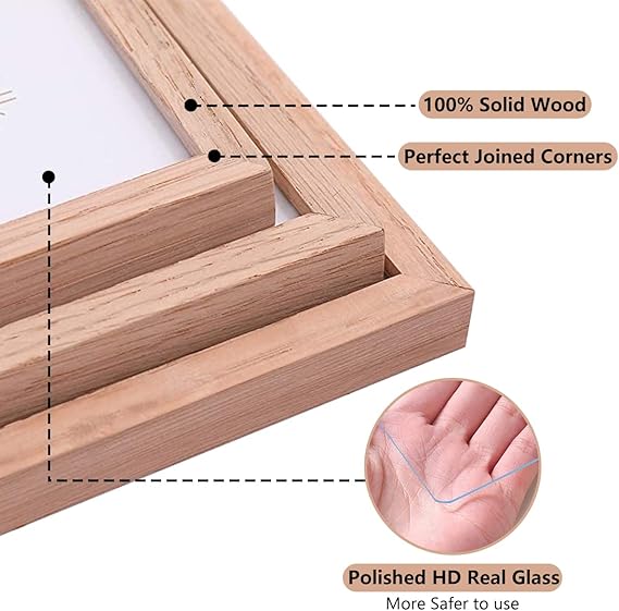 Set of 6 Oak Wood Picture Frame Solid