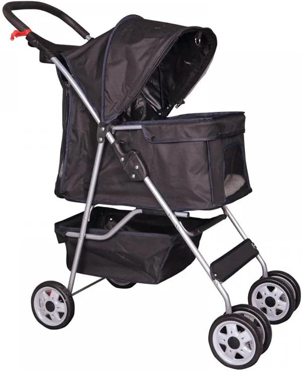 4-Wheel Folding Pet Stroller Carrier (Black)