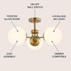3-Light Bohemian Farmhouse Iron/Frosted Glass LED Semi Flush Mount Modern Contemporary Brass Gold