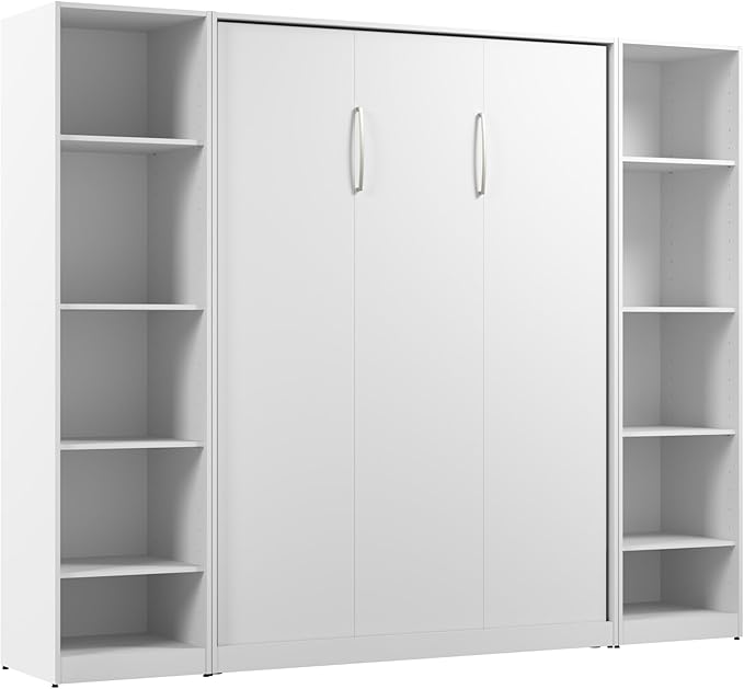 Claremont Full Murphy Bed with Closet Organizers White, Space-Saving Sleeping Arrangement for Multipurpose Room