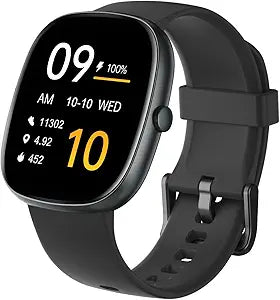 Smart Watches for Women Men (Answer/Make Calls), 1,85" HD Smart Watch for iPhone/Android Phones, Fitness Tracker with 100+ Sport Heart Rate/Sleep Monitor Pedometer IP68 Waterproof (Black)