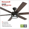 Fans Kaliza, Indoor Modern LED Ceiling Fan with Light and Remote Control, Dual Mounting Options, 6 Blades with Dual Finish, Reversible Motor - (Bronze)