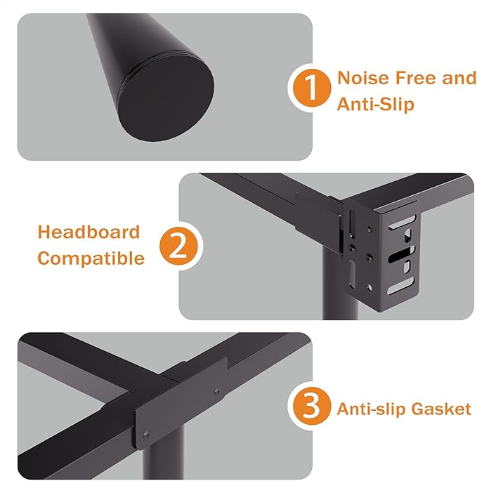 Metal Twin Bed Frames, Hith Bed Base Support for Box Spring and Mattress Foundation, Black