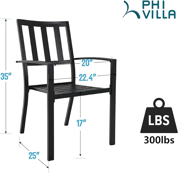 1 Pc Patio Metal Dining Chairs, Outdoor Wroght Iron Seating Dining Chairs, Stackable Bistro Chair