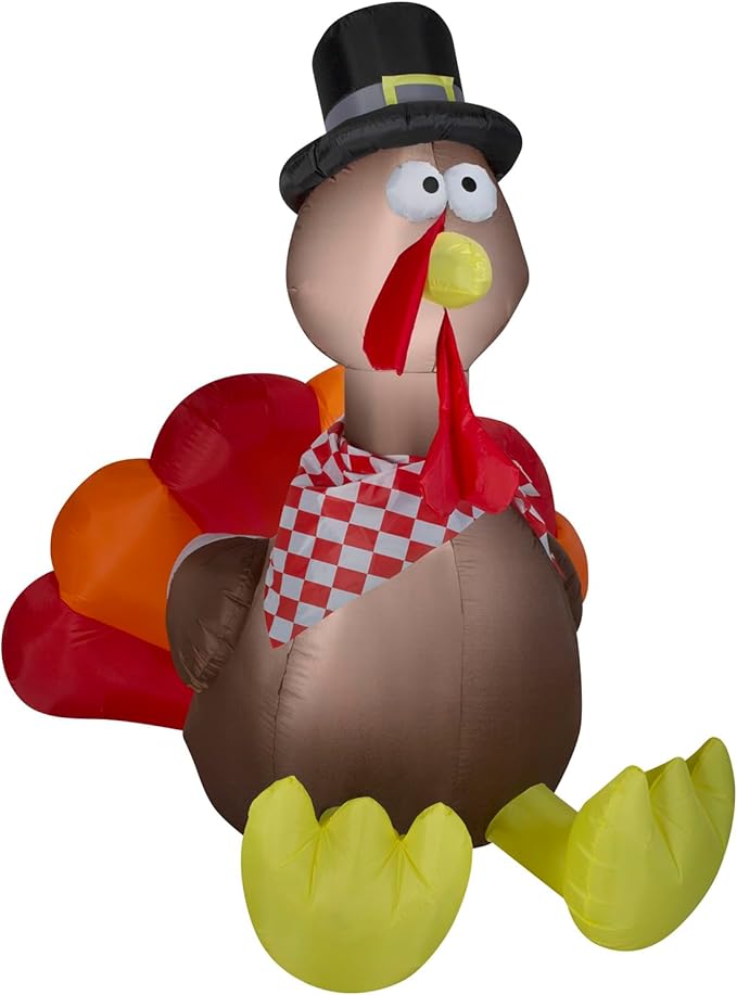 Thanksgiving Inflatable Turkey with Checkered Scarf Multi, final cut