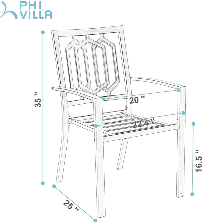1-Piece Stackable Wrought Iron Patio Dining Chair