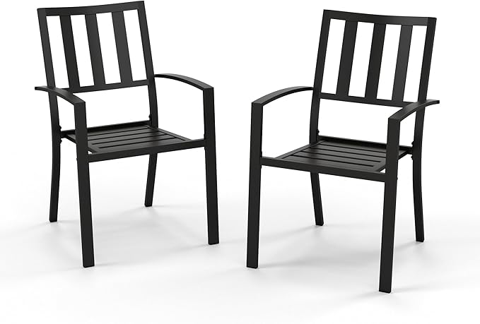 1 Pc Patio Metal Dining Chairs, Outdoor Wroght Iron Seating Dining Chairs, Stackable Bistro Chair