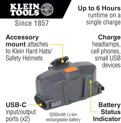 Portable Cooling Fan for Hard Hats and Safety Helmets, Powered by USB Rechargeable Battery to Cool Head, Neck, and Face