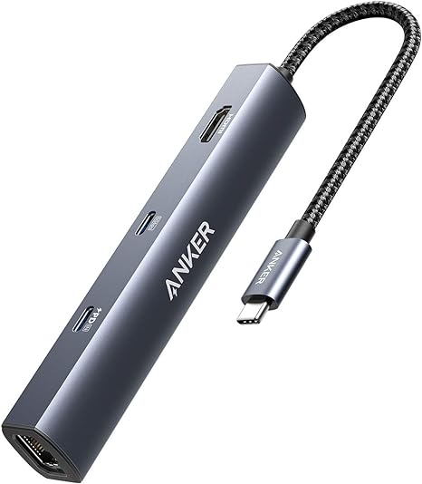 6-in-1 USB C Hub with 65W Power Delivery, 4K HDMI, 1Gbps Ethernet, USB Ports for MacBook Air, iPad Pro, XPS, and More