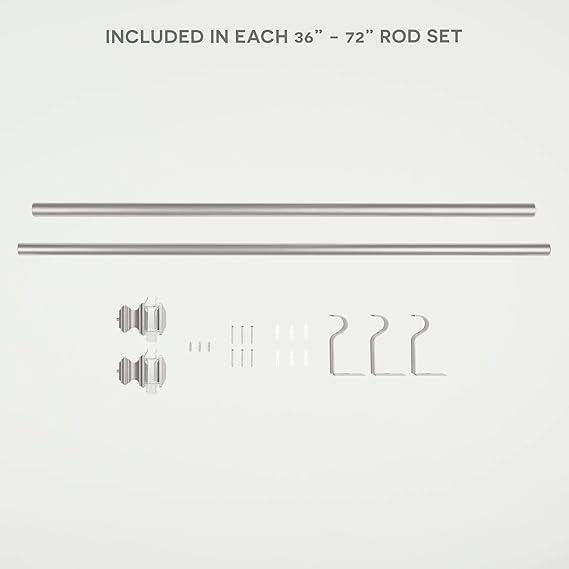 Curtains PrismCurtain Rod and Finial Set, Matte Silver