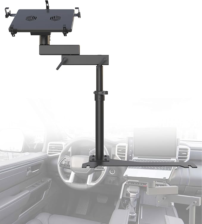 Truck Laptop Mount Fit for Toyota Tundra 2022-2025, Ford Focus 2003-2010 No-Drill Adjustable Aluminum Truck Laptop Tablet Stand Holder