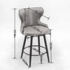 180° Swivel Bar Stools Set of 2, Modern Leathaire Fabric Bar Chairs with Wingback and Footrest, Counter Stool with Nailhead Trim and Metal Base, for Kitchen Island Restaurant Pub Counter, Orange