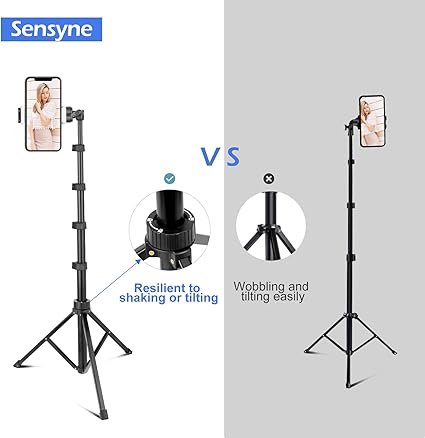 Phone-Tripod, Extendable Cell Phone Tripod Stand & Selfie Stick with Wireless Remote and Phone Holder, Compatible with iPhone Android Phone, Camera