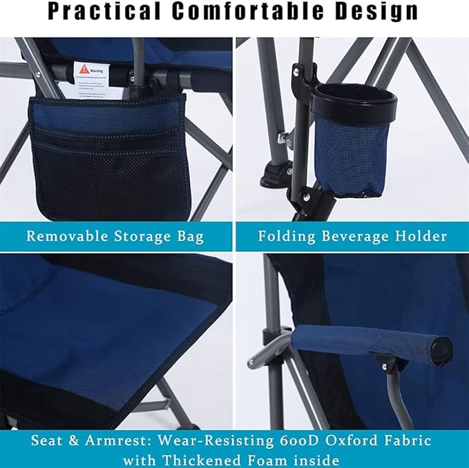 Portable Folding Chair Heavy Duty Thicken 600D Oxford Outdoor Camping Chair with Carrying Bag