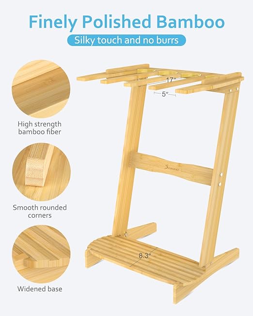 Bamboo Surf Stand - Vertical Surf Board Holder of Free Wall Mount