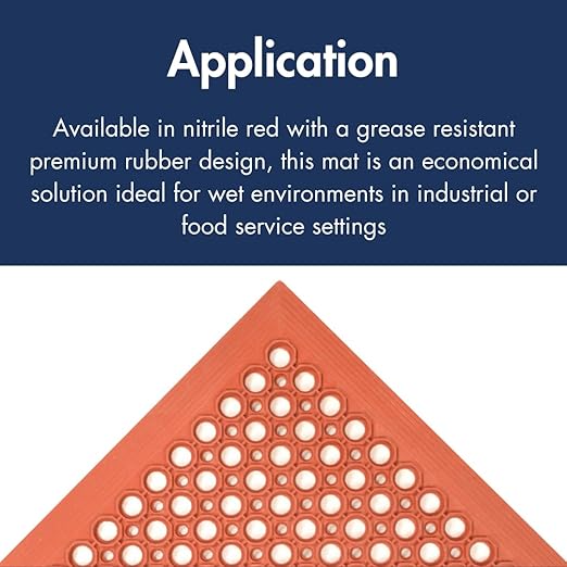 Lightweight Restaurant Rubber Floor Mat with Drainage Holes and Beveled Edges, Anti-Slip Mats, Black