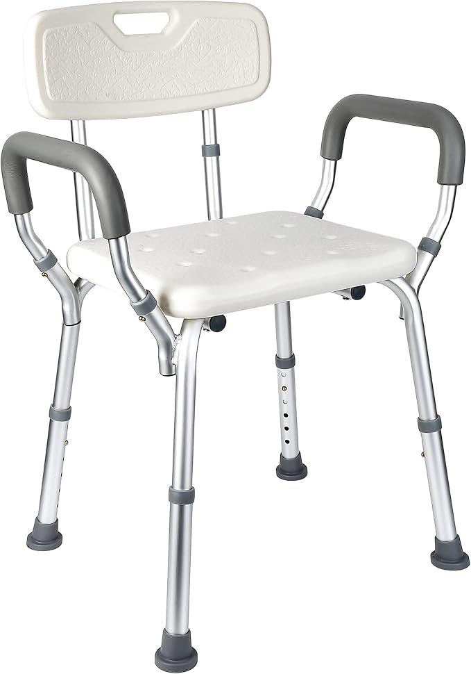 Shower Chair Seat for Senior with Padded Armrests for Bathtub Slip Resistant