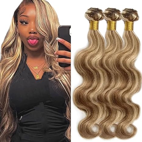 Hair Bundles Highlight Body Wave Human Hair Bundles Blonde Bundles Human Hair 3 Bundles Two Tone Chocolate Brown Mixed With 613 Bundles