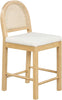 Bailey Upholstered Rattan Bar Stool in Oak Finish Frame, Counter Height Stool with Natural Rattan Woven Back for Kitchen Island, Brown