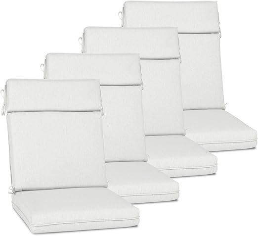 Polyester High Back Segmented Outdoor Chair Cushion, Set of 4, Grey