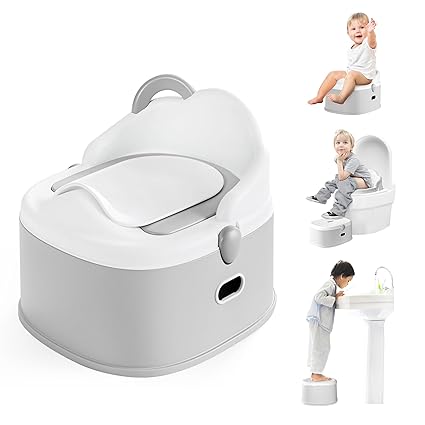 3-in-1 Toddler Potty Training Toilet & Detachable Training Seat & Sturdy Step Stool