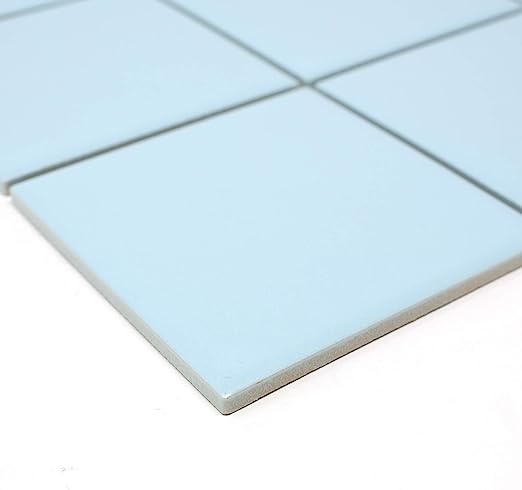 Square Baby Blue Light Blue Porcelain (Matt Finish) Floor & Wall Tile Mosaic Tile (1 Box (11 Sheets)