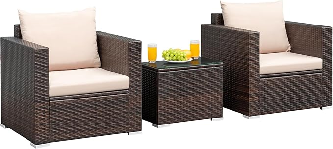 1-Piece Patio Rattan Chair Wicker Sofa w/ Cushion Garden